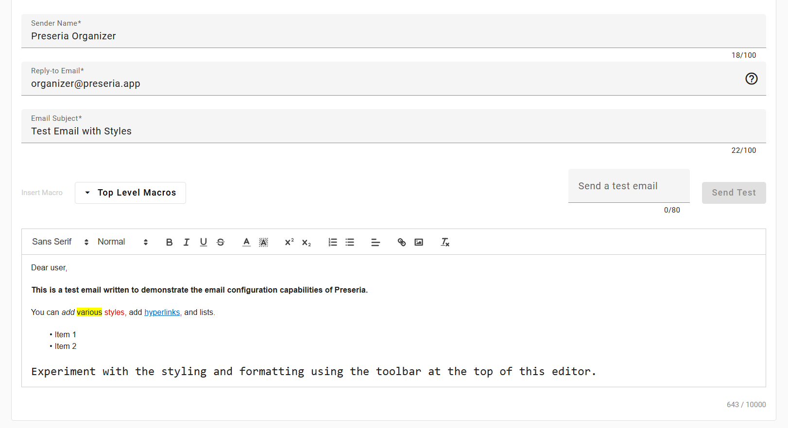 Email Editor in Email Templates